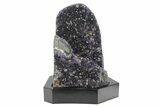 Amethyst Cluster with Calcite on Wood Base - Uruguay #233745-1